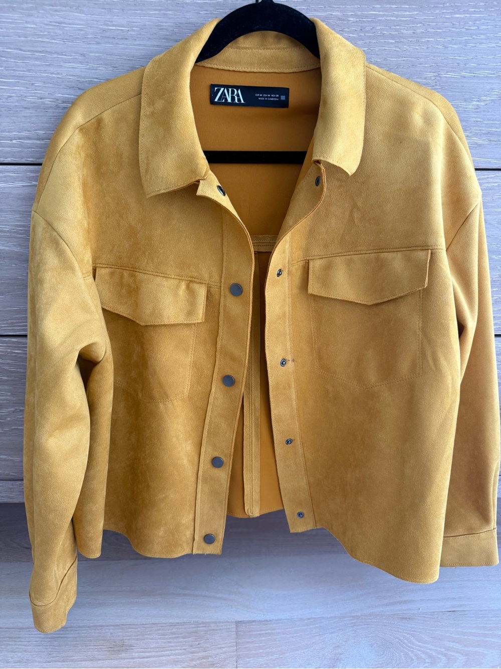 ZARA Mustard Yellow Suede Trucker Jacket